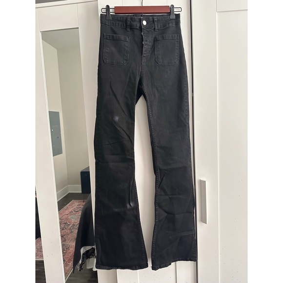 Zara Jeans Zara High Waisted Flare Jeans Black Button Fly Poshmark